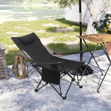 Opvouwbare Campingstoel Zwart / grijs / beige - Vissersstoel, Verzenden, Nieuw, Campingstoel
