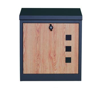 Pakketbrievenbus 43x24x52 | Antraciet Houtlook | Nieuw, Tuin en Terras, Brievenbussen, Staal, Staande brievenbus, Nieuw, Ophalen of Verzenden