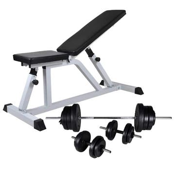 vidaXL Trainingsbank met halterset 60,5 kg, Sport en Fitness, Verzenden, Nieuw