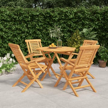 vidaXL 5-delige Tuinset massief teakhout, Verzenden, Nieuw, Hout, Tuinset