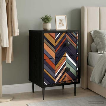 vidaXL Nachtkastje OMMEN Zwart eiken 36 x 33 x 61 cm Bewerkt, Minder dan 45 cm, Verzenden, Nieuw, 55 tot 70 cm