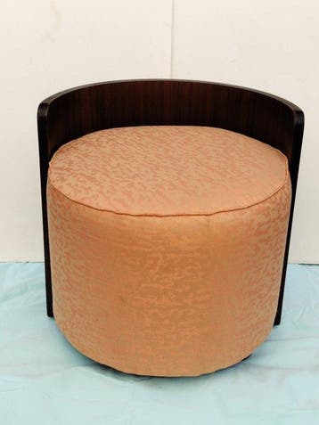 Fauteuil - Walnoot - houten fauteuil/poef
