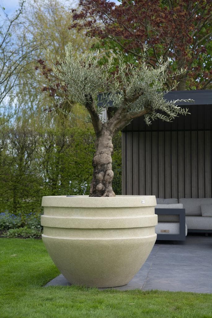 Vesta XXL 120x90 cm Cream, Tuin en Terras, Bloembakken en Plantenbakken, Nieuw, Beton, Rond, Verzenden