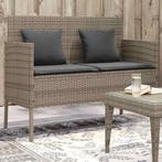 vidaXL Tuinbank met kussens poly rattan grijs, Verzenden, Nieuw