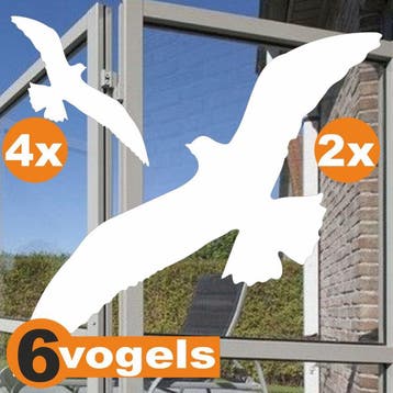 Vogel - Raamsticker - Stickers - set 6 - wit (153.8), Verzenden, Nieuw