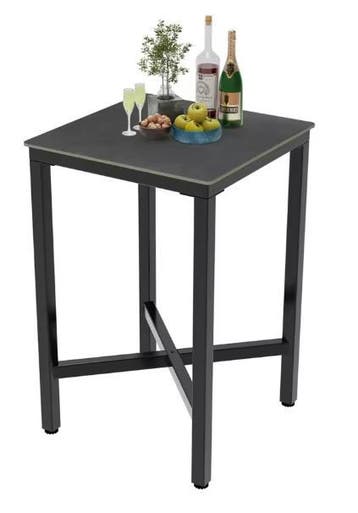 Vierkante Industriële Bartafel – Steen & Metaal, 70×70×105, Verzenden, Nieuw