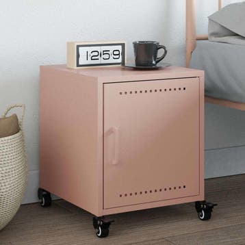 vidaXL Nachtkastje 36x38,5x43,5 cm staal roze, Minder dan 45 cm, Nieuw, Minder dan 55 cm, Verzenden