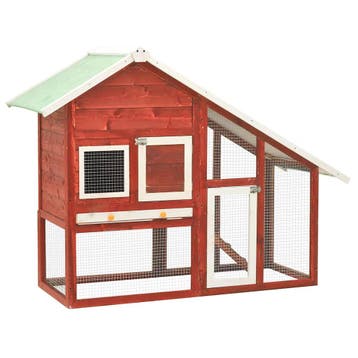 vidaXL Konijnenhok 140x63x120 cm massief vurenhout rood en, Dieren en Toebehoren, Knaagdieren en Konijnen | Hokken en Kooien, Verzenden