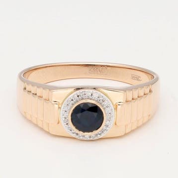 Ring - 14 karaat Roségoud - Diamant - Saffier, Sieraden, Tassen en Uiterlijk, Nieuw