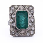 Armring Platina Smaragd - Diamant, Sieraden, Tassen en Uiterlijk, Antieke sieraden