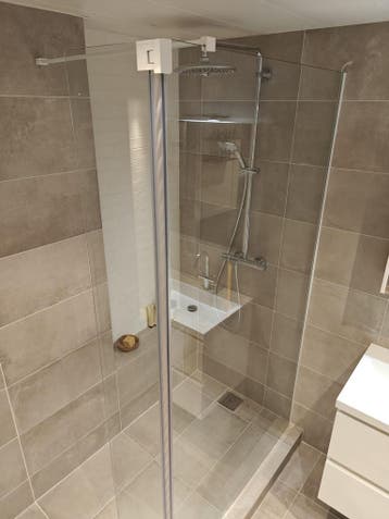 inloopdouche 120cm met scharnierbaar deel - 0004, Ophalen, Nieuw, Glas, Douche