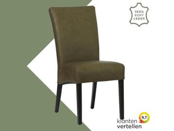 Leren eetkamerstoel Just - Rancho Green (olijf/groen) -, Overige kleuren, Bohemian, Eigentijds, Klassiek, Retro, Romantisch, Scandinavisch