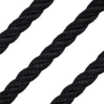 16mm Landvast & Ankerlijn 3-Strengs Polyester Zwart, Ophalen of Verzenden, Nieuw