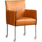 Leren eetkamerstoel More - Vintage Cognac (cognac) - Poten, Ophalen of Verzenden, Nieuw, Leer, Bohemian, Industrieel, Modern, Scandinavisch