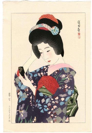 In het interval - Papier - Shinsui Ito - Japan - 20e eeuw, Antiek en Kunst