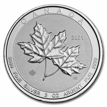 Canadian Multi Maple Leaf 2 oz 2021, Verzenden, Noord-Amerika, Losse munt, Zilver