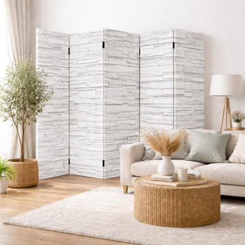 Kamerscherm 5 Panelen 200x180 – Stenen Muur Print – Scheidin, Huis en Inrichting, Verzenden, Nieuw