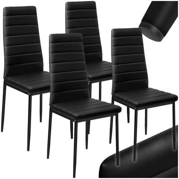 Eetkamerstoelen, kunstleer - zwart, Set van 4, Huis en Inrichting, Stoelen, Verzenden, Nieuw