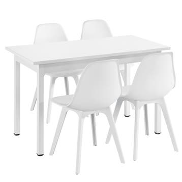 Eetkamerset eethoek Lendava 5-delig tafel met 4 stoelen wit, Verzenden, Nieuw