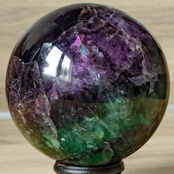 Fluoriet Fine polished Multicolor fluorite sphere - Hoogte: