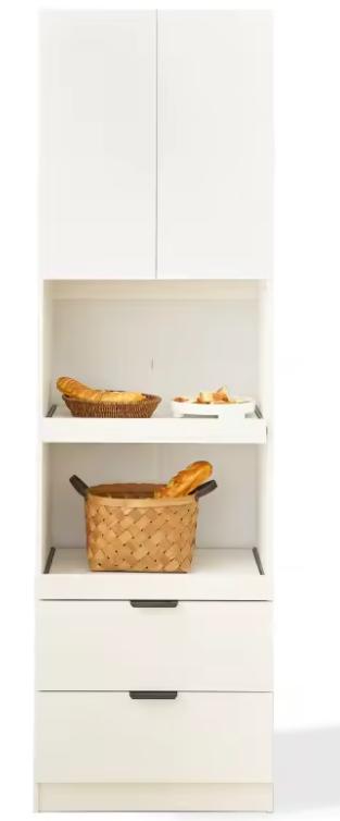 Hoge Keukenkast 200 cm – Wit Dressoir met Lades &amp; Planken, Huis en Inrichting, Keuken | Keukenelementen, Nieuw, Verzenden