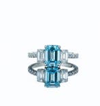 Ring - 14 karaat Witgoud - 3.21ct. tw. Blauw Diamant (Fancy, Nieuw