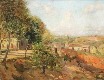 Lluís Vila i Plana (1921-1992) - Pueblo sobre la ladera, Antiek en Kunst