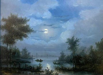J.A Hesterman (1848-1916) - Maanlicht tafereel