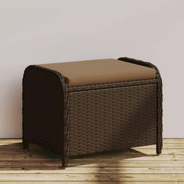 vidaXL Tuinkruk met kussen 58x46x46 cm poly rattan bruin, Verzenden, Nieuw
