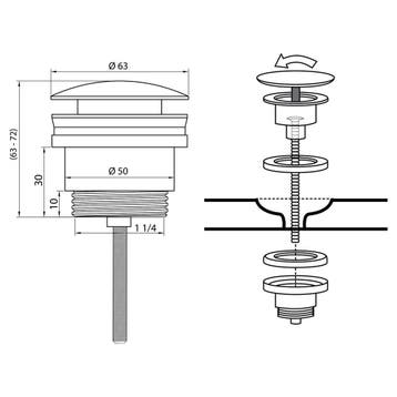 Differnz pop up afvoerplug design voor fontein - chroom, Verzenden, Nieuw