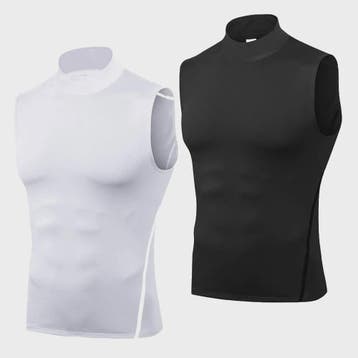 Heren Mouwloos Compressie Turtleneck Tanktop - Sneldrogend S, Verzenden, Nieuw