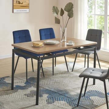 [en.casa] Eettafel Hemnes 120x70x75 cm eikenkleurig en zwart, Huis en Inrichting, Tafels | Eettafels, Verzenden, Nieuw