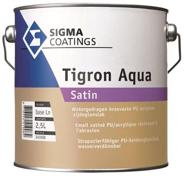 Sigma Tigron Aqua Satin - Wit - 2,5 liter (Lakverf), Wit, Nieuw, Ophalen of Verzenden, Lak