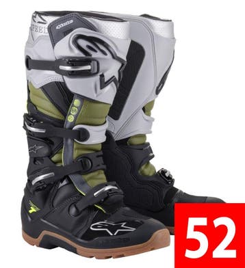 Alpinestars Tech 7 Enduro Crosslaarzen Zwart / Zilver / Mili, Motoren, Ophalen of Verzenden, Nieuw