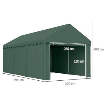 Carport 3x6 M Tentgarage Met Roldeuren, Dak, Afneembare Zijw, Verzenden, Nieuw