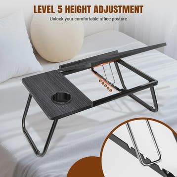 Opvouwbare Laptoptafel met 5 Hoogtestanden, Bekerhouder & Ve, Computers en Software, Verzenden, Nieuw