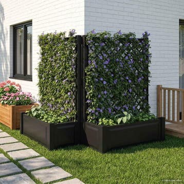 vidaXL Grote plantenbak met trellis 2 st PP Antraciet, Verzenden, Nieuw