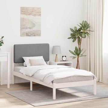 vidaXL Bedframe met Gevoerd Hoofdgedeelte Lichtgrijs 90 x, Verzenden, Nieuw, Hout