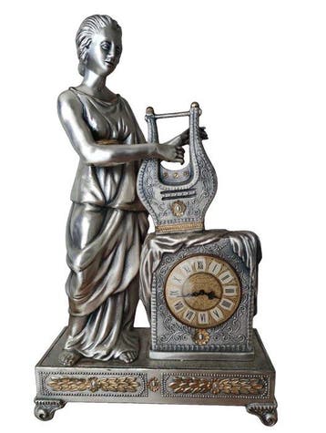 Figurale pendule - Metaal - 1960-1970 - Musa met Lier
