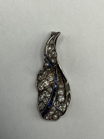 Hanger Platina Diamant (Natuurlijk) - Saffier