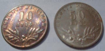 Portugees Timor. Republic. 10 + 50 avos 1945 (2 moedas)
