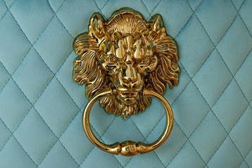 Barokke stoel CASTLE DELUXE blauw fluweel goud RVS met, Ophalen of Verzenden, Nieuw