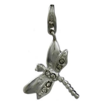 Libelle met 2 vleugeltjes van strass 925 Sterling Zilvere..., Ophalen of Verzenden, Nieuw, Bedel