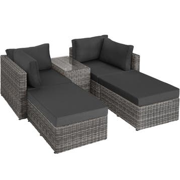 Rotanlounge met aluminium frame San Domino - lichtgrijs/donk, Verzenden, Nieuw