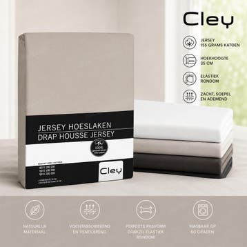 Jersey hoeslaken matras (max. 26 cm) - 90/210 , Ecru, 90 cm, Eenpersoons, Verzenden, Nieuw