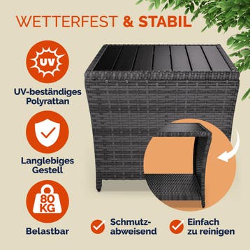 Polyrotan Bijzettafel Vedis Grijs 45x45x40cm (Tafels), Verzenden, Nieuw