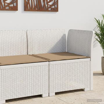 vidaXL Eénpersoons Tuinbank met Kussen Rattan Look PP Wit, Verzenden, Nieuw