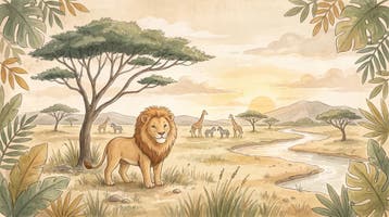 Leeuw behang babykamer – safari fotobehang op maat, Verzenden, Fotobehang
