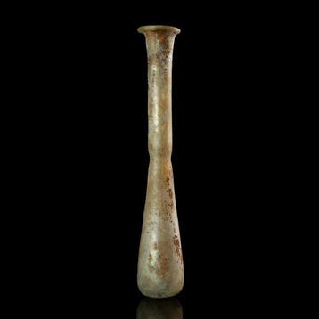 Oud-Romeins Glas Unguentarium, Perfume bottle, Antiek en Kunst