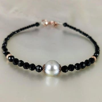 Zonder minimumprijs - Armband Zilver Parel - Spinel -, Nieuw